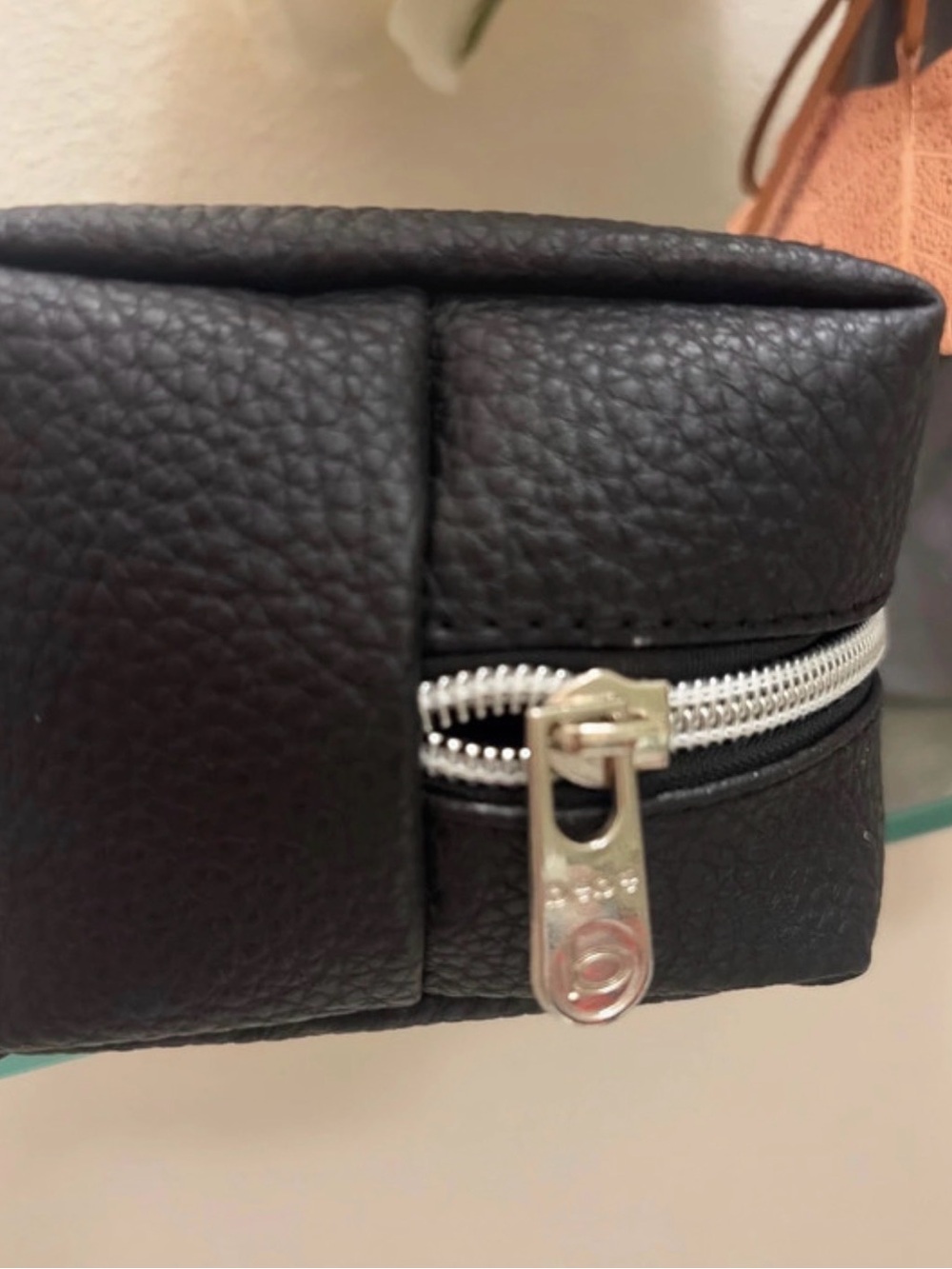 bebe Black Faux Leather Cosmetic Pouch with Crystal Logo - Picture 2 of 7